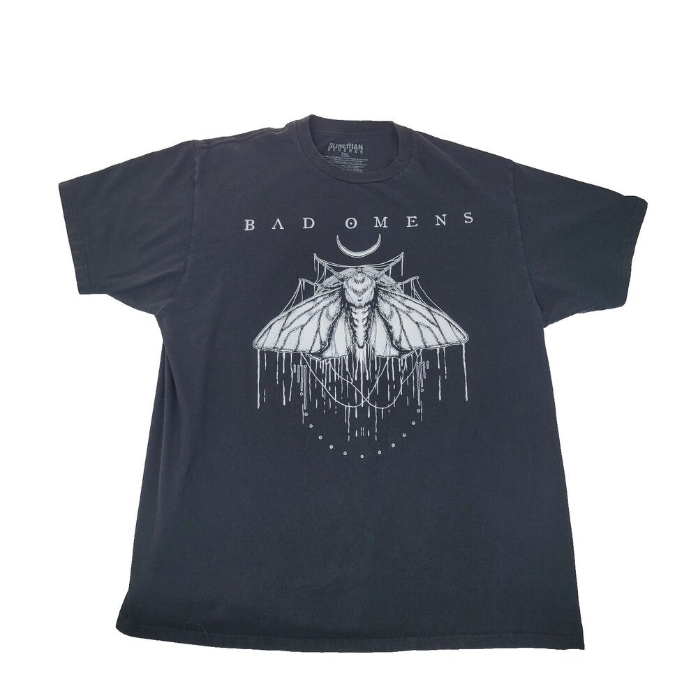 Bad Omens T-Shirt Mens 2XL Black Moth Moon Graphic Band Tee Sumerian